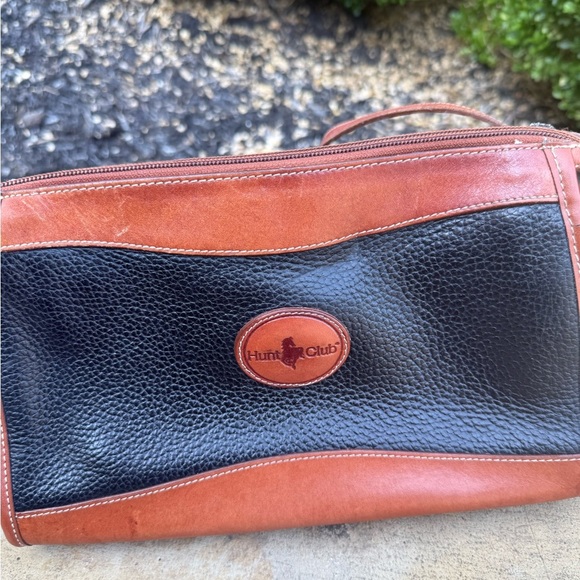 Vintage 90’s Hunt Club leather black & brown crossbody purse - Picture 3 of 8